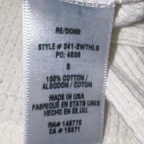 REDONE x Hanes Long Sleeve Thermal Shirt Top Sz S - Picture 5 of 5